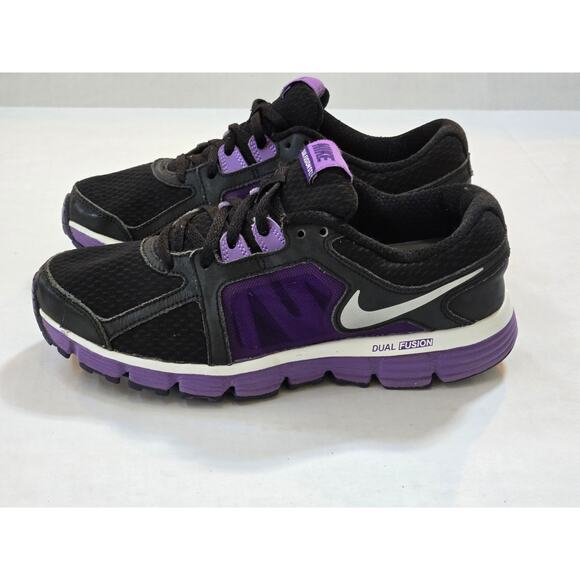 Nike Dual Fusion ST2 Black Purple Running Shoes 456970 009 5Y - Picture 1 of 7